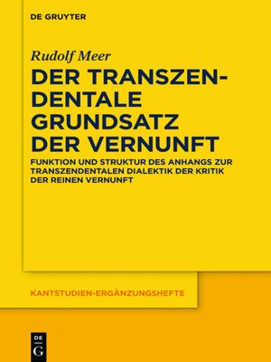 cover image of Der transzendentale Grundsatz der Vernunft